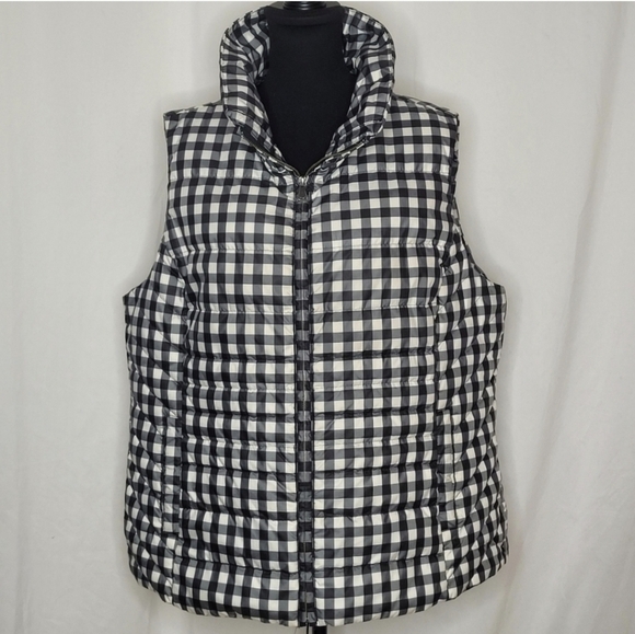 Talbots Down Puffer Vest w/ Removable Faux Fur Collar Buffalo Check - Size 2X - Picture 5 of 16